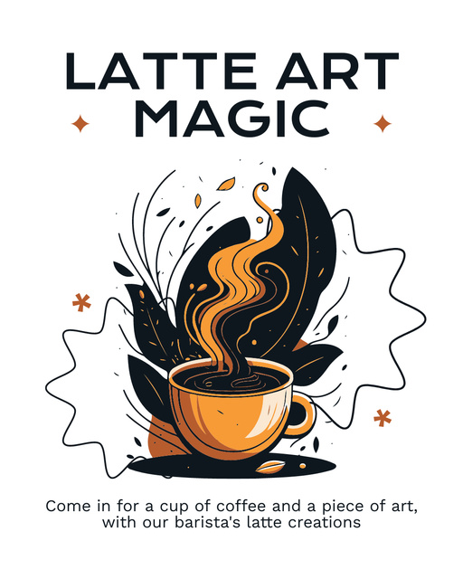 Exquisite Latte In Cup From Barista Offer In Coffee Shop Instagram Post Vertical – шаблон для дизайну