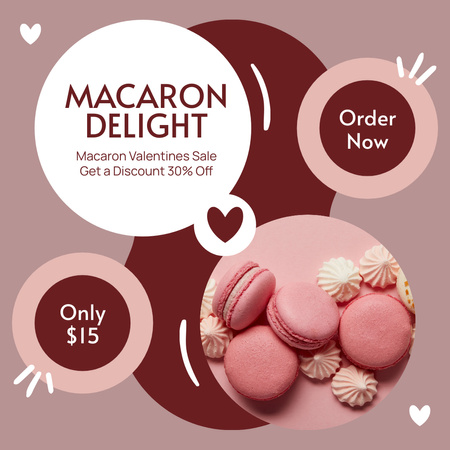 Modèle de visuel Macarons sucrés avec réductions pour la Saint-Valentin - Instagram