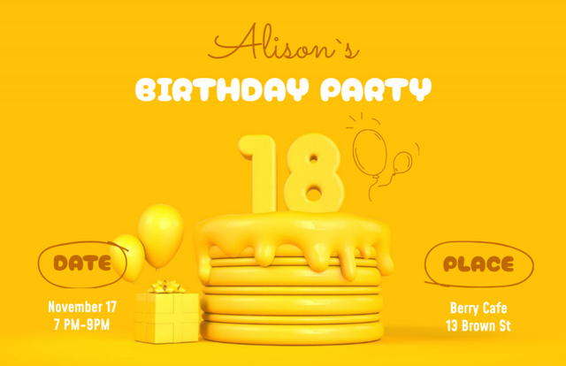You are Invited to Birthday Party Flyer 5.5x8.5in Horizontal Design Template