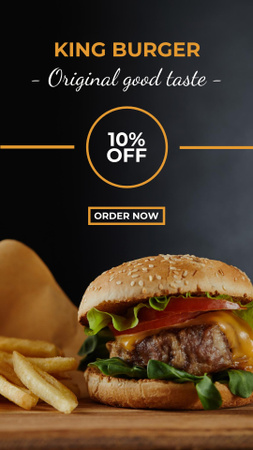 Különleges gyorséttermi ajánlat finom burgerrel Instagram Story tervezősablon