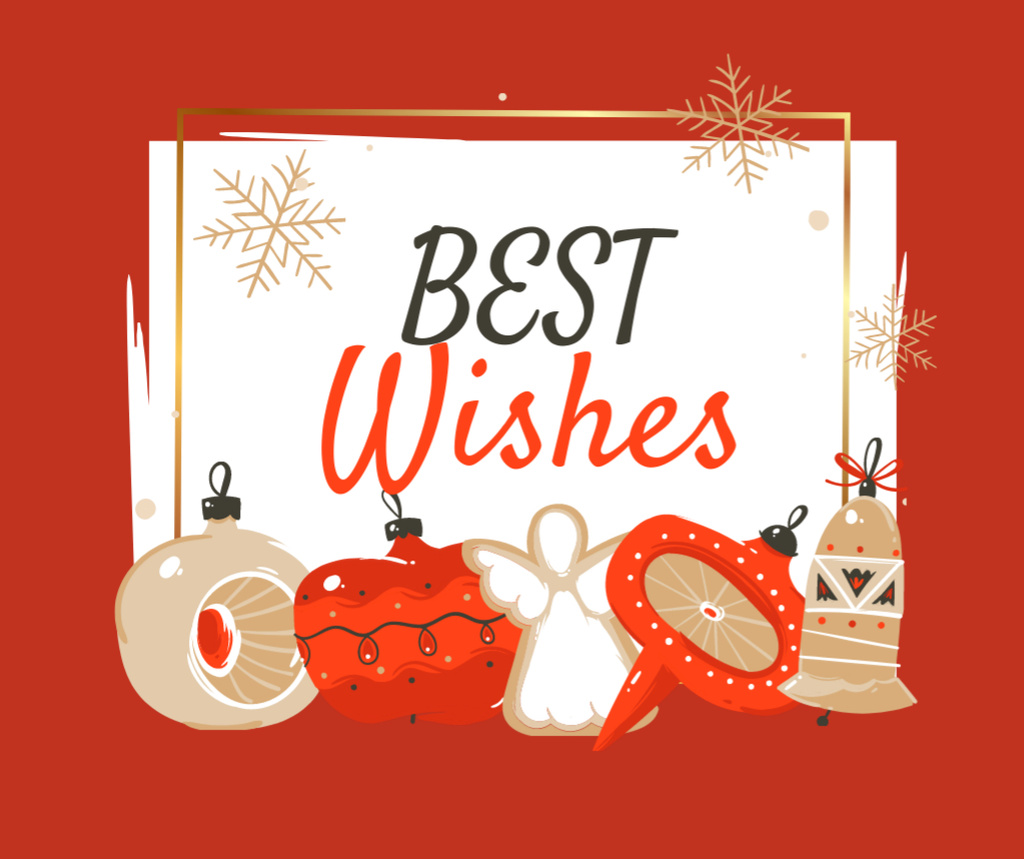 Best Wishes and Christmas decor Facebook Πρότυπο σχεδίασης