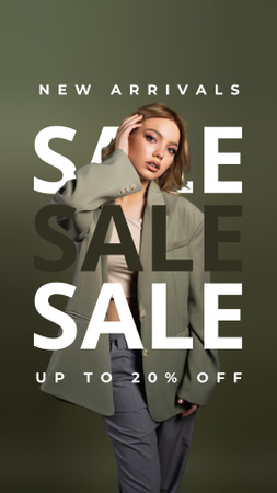 Fashion Sale Announcement with Attractive Girl Instagram Story Design Template