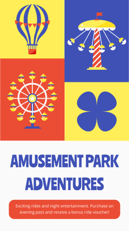 Amusement Park Attractions With Bonus Voucher Offer Instagram Story Design Template