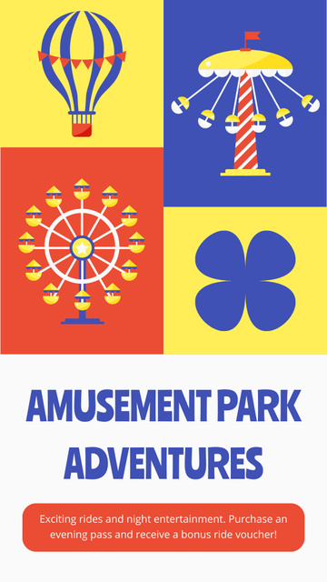 Amusement Park Attractions With Bonus Voucher Offer Instagram Story tervezősablon