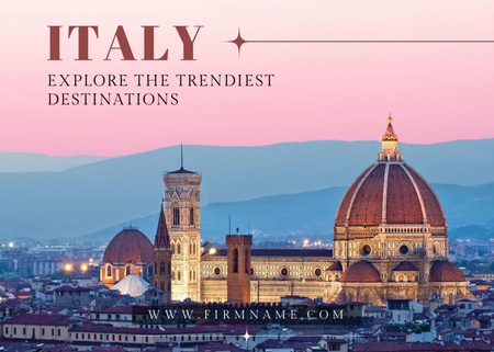 Italy Travel Tours With Trendiest Destinations Postcard 5x7in – шаблон для дизайна