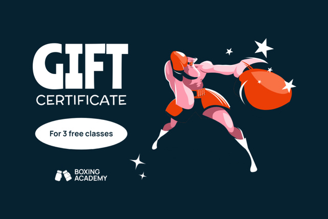 Boxing Academy Promotion with a Boxer Fighter Gift Certificate – шаблон для дизайна