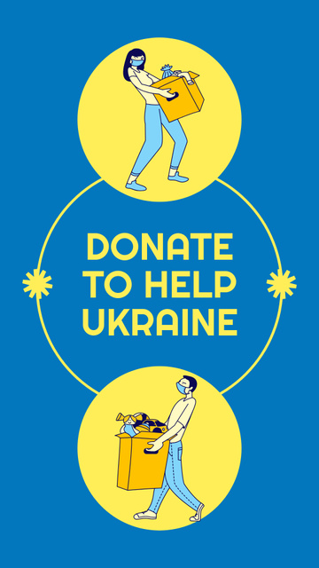 Designvorlage Donate to help Ukraine with Volunteers für Instagram Story