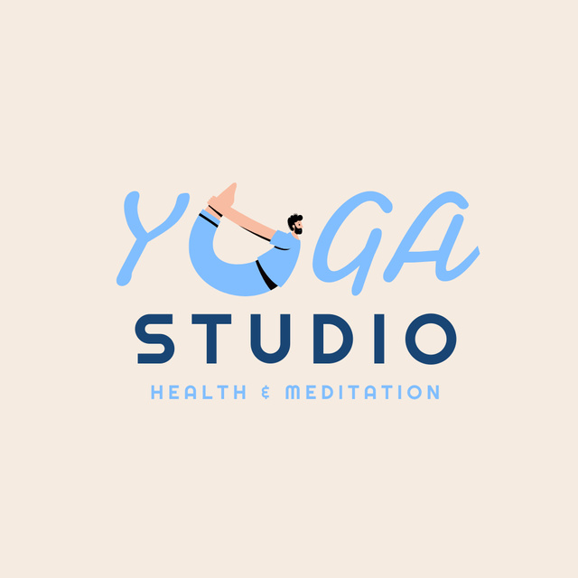 Health and Meditation Studio Emblem Logo Tasarım Şablonu
