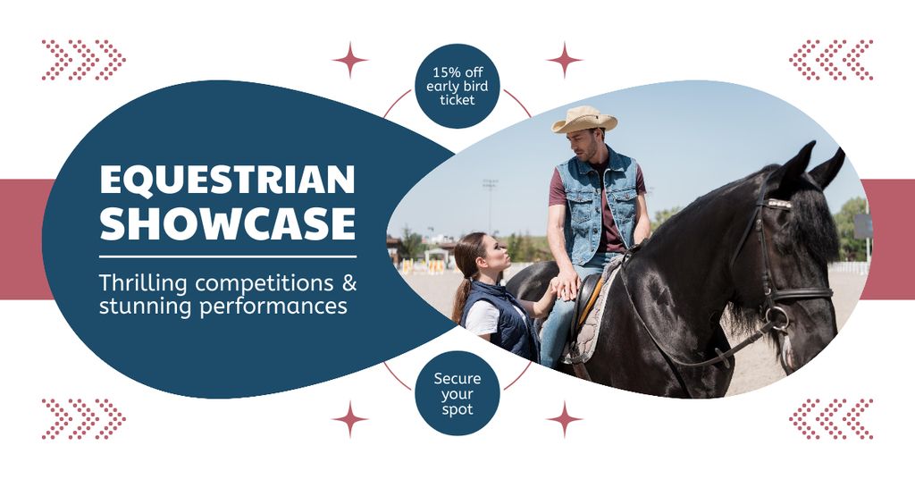 Ontwerpsjabloon van Facebook AD van Equestrian Showcase With Performances And Discount