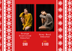 Christmas Sale with Stack of Sweaters