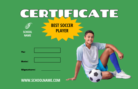 Platilla de diseño Award for Best Soccer Player Certificate 5.5x8.5in