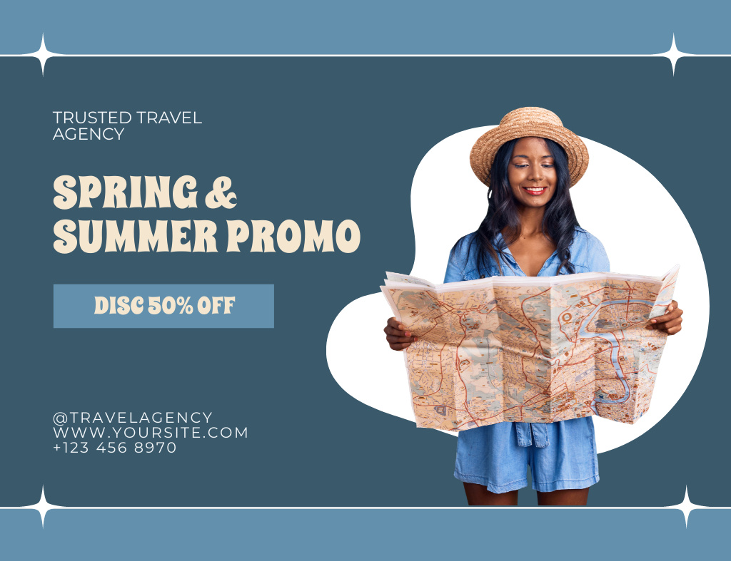 Spring and Summer Seasonal Travel Promo Thank You Card 5.5x4in Horizontal Design Template
