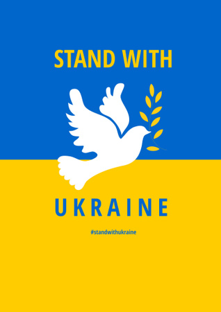 Pigeon with Phrase Stand with Ukraine Poster B2 Design Template
