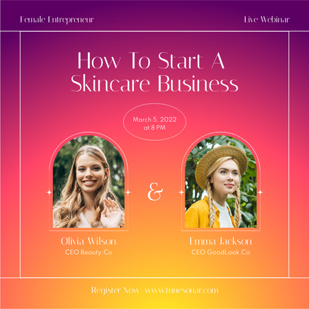 Live Webinar on Starting Skin Care Business Instagram tervezősablon