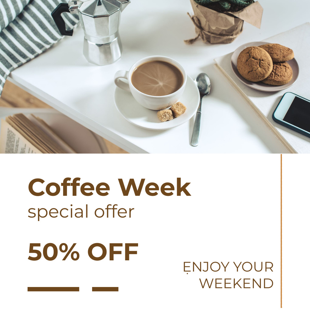 Coffee Week Discount Offer Instagram Modelo de Design