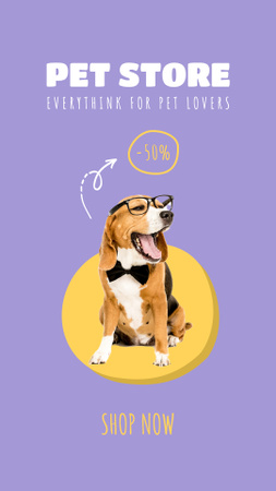 Pet Shop Ad with Funny Dog Instagram Story Design Template