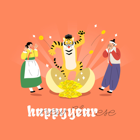 Chinese New Year Holiday Greeting Animated Post Tasarım Şablonu