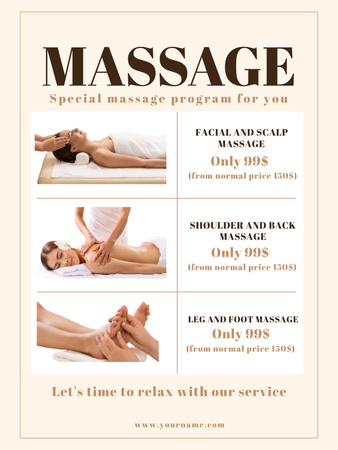 Body Massage Services Offer Poster US Design Template