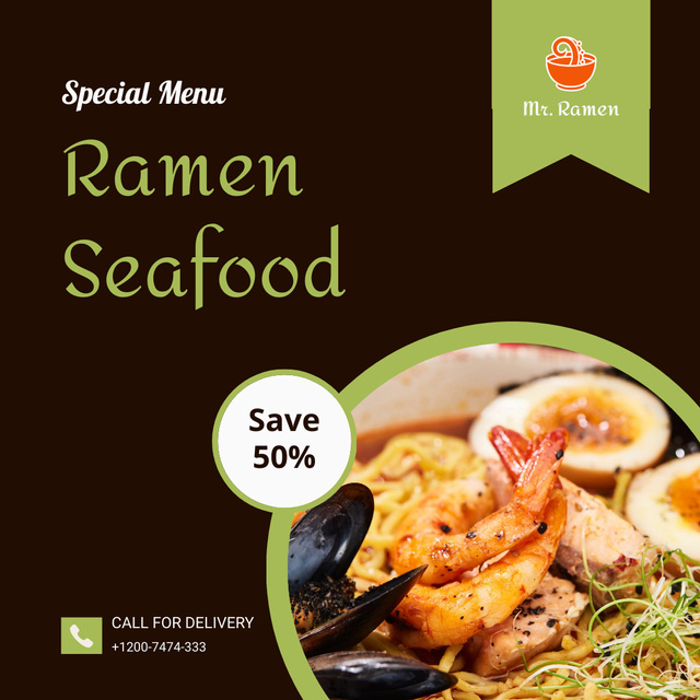Template di design Seafood Specal Menu Offer in Brown Instagram