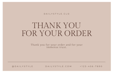 Thankful Phrase for you order Thank You Card 5.5x8.5in Design Template