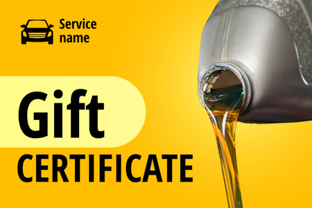 Designvorlage Verkaufsangebot von Autoöl für Gift Certificate