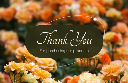 Thank You Text with Branches of Orange Roses Thank You Card 5.5x8.5in Design Template