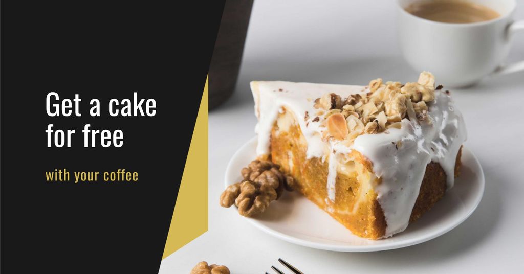 Coffee shop offer with sweet Cake Facebook AD – шаблон для дизайну