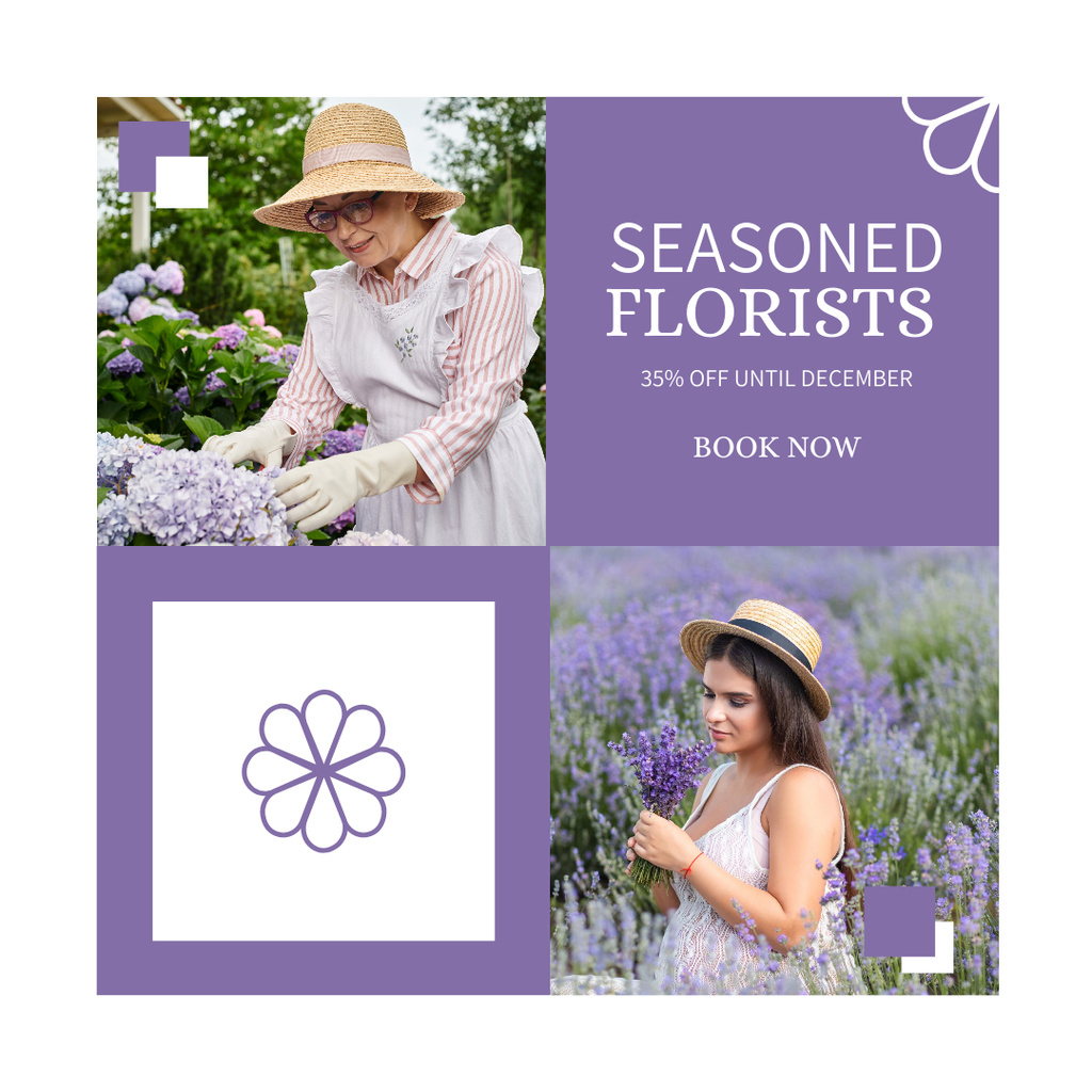 Ontwerpsjabloon van Instagram van Discount on Seasonal Floristry Agency Services