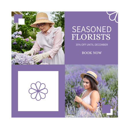 Kedvezmény a szezonális virágüzleti irodai szolgáltatásokra Instagram tervezősablon