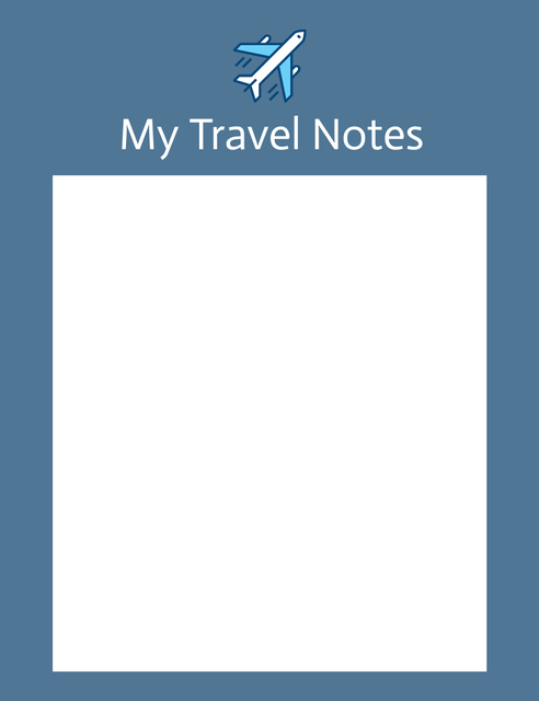 Flight Itinerary Planner on Blue Notepad 107x139mm Šablona návrhu