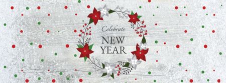 Platilla de diseño New Year Greeting in Festive Wreath Facebook cover