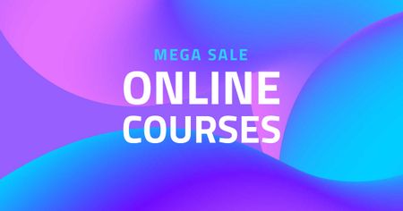 Ontwerpsjabloon van Facebook AD van Online Courses Offer on Purple Gradient