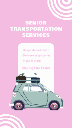 Senior Transportation Services Offer In Pink Instagram Video Story Design Template