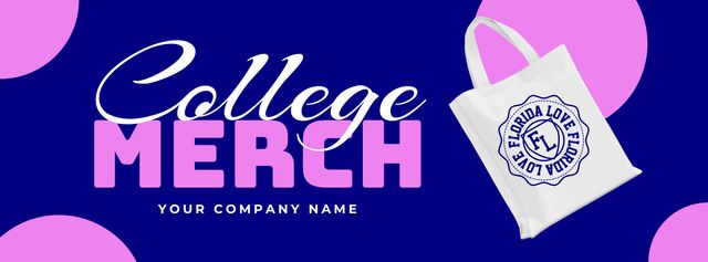 Modern College Items and Merchandise Offer In Purple Facebook Video cover Design Template