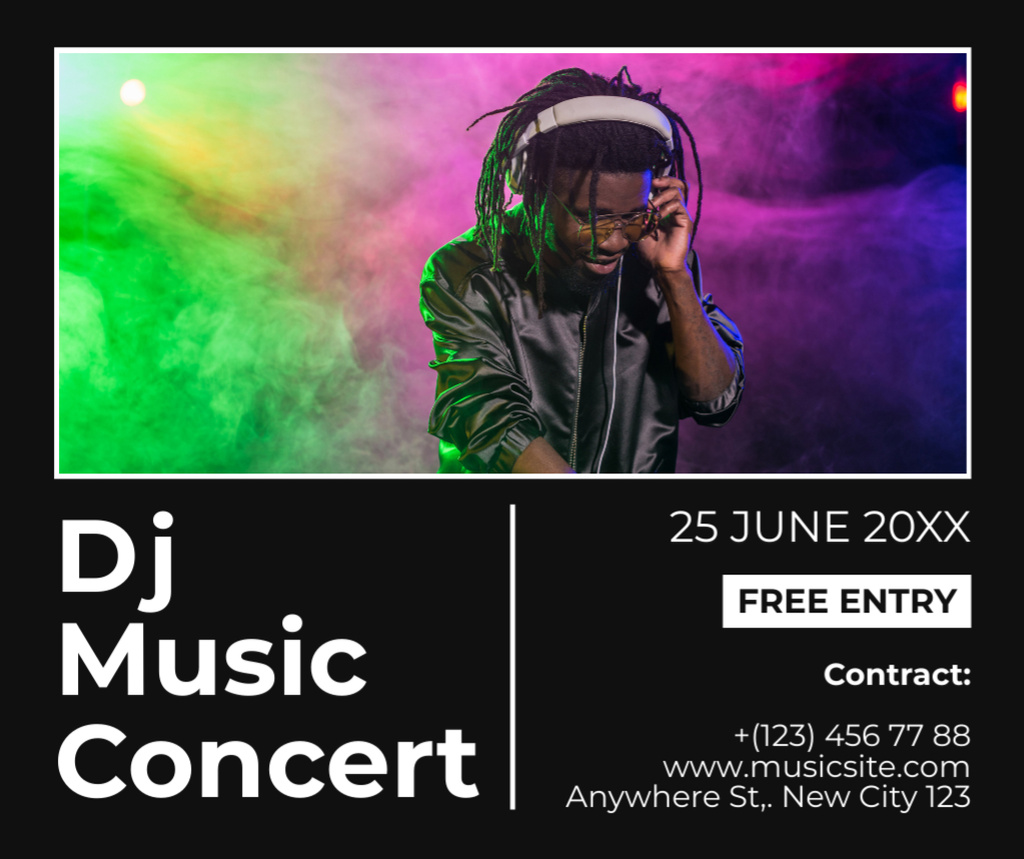 Music Concert Announcement with Dj Facebook Modelo de Design