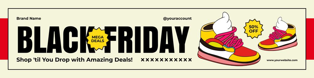 Designvorlage Black Friday Amazing Deals on Sneakers für Twitter