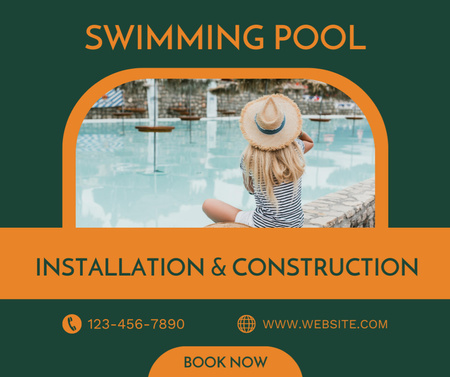 Template di design Service Offering Company for Construction and Installation of Swimming Pools Facebook