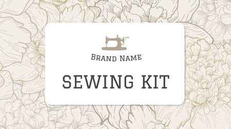 Sewing Company Ad with Flowers Pattern Label 3.5x2in Design Template