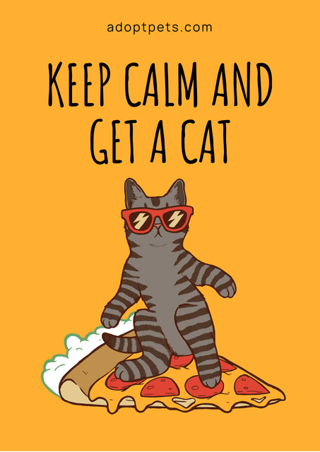 Keep calm and get a Cat Online Poster A2 Template - VistaCreate