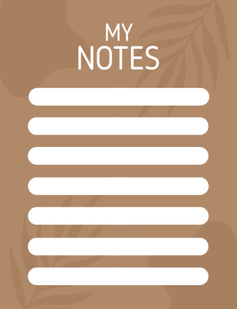 Modèle de visuel Agenda marron élégant avec ombre à feuilles - Notepad 107x139mm