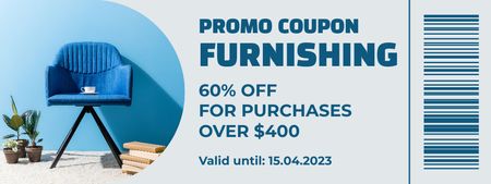 Furnishing Discount Blue Promo Coupon Design Template