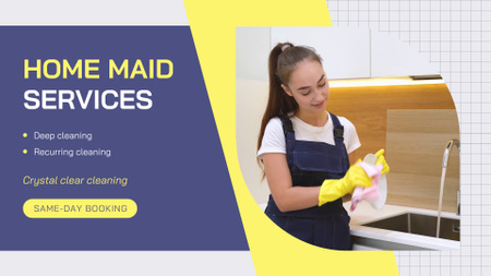 Home Maid Services With Booking And Deep Cleaning Full HD video Design Template