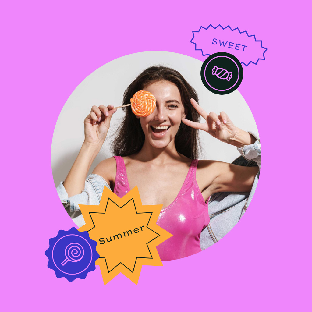 Template di design Summer Inspiration with Cute Girl holding Lollipop Instagram