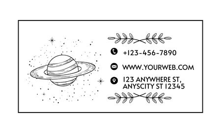 Illustrated Planet And Tattoo Studio Services Offer Business Card 91x55mm Modelo de Design