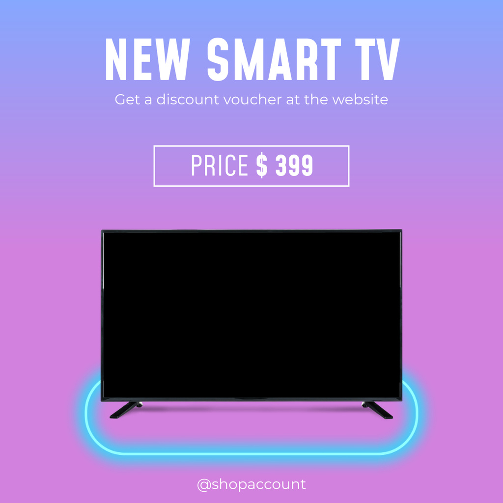 Offer Price for New Black Color Smart TV Instagram Design Template