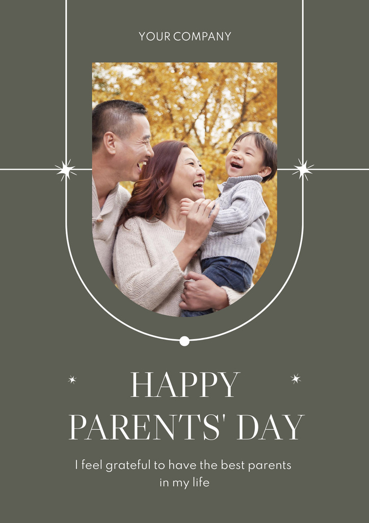 Family with Little Kid on Parents' Day Poster Design Template