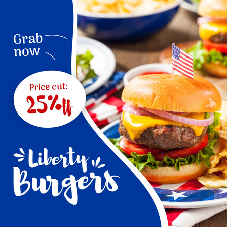 Ontwerpsjabloon van Animated Post van Independence Day Burger Discount