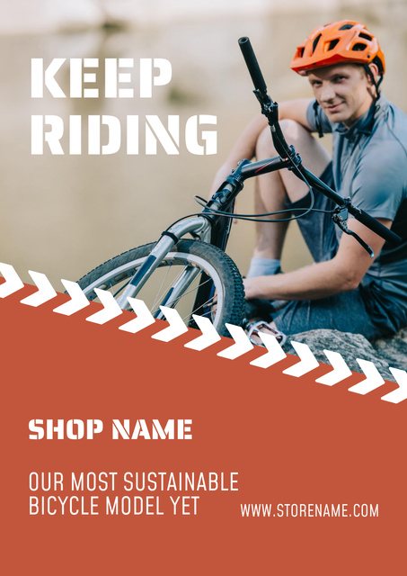 Designvorlage Man Riding Bicycle in Forest für Poster