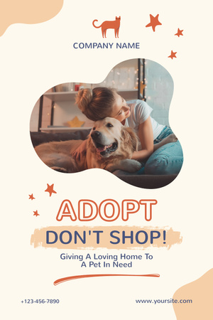 Pets Adoption Ad Layout with Photo Pinterest Design Template