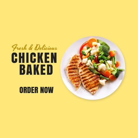 Modèle de visuel délicieuse offre de poulet au four - Instagram
